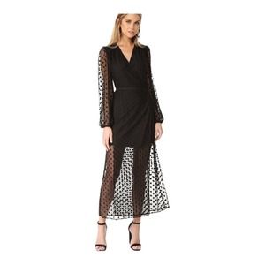 Yumi Kim Wicked Game Wrap Maxi‎ Dress Swiss Dot Black Small New